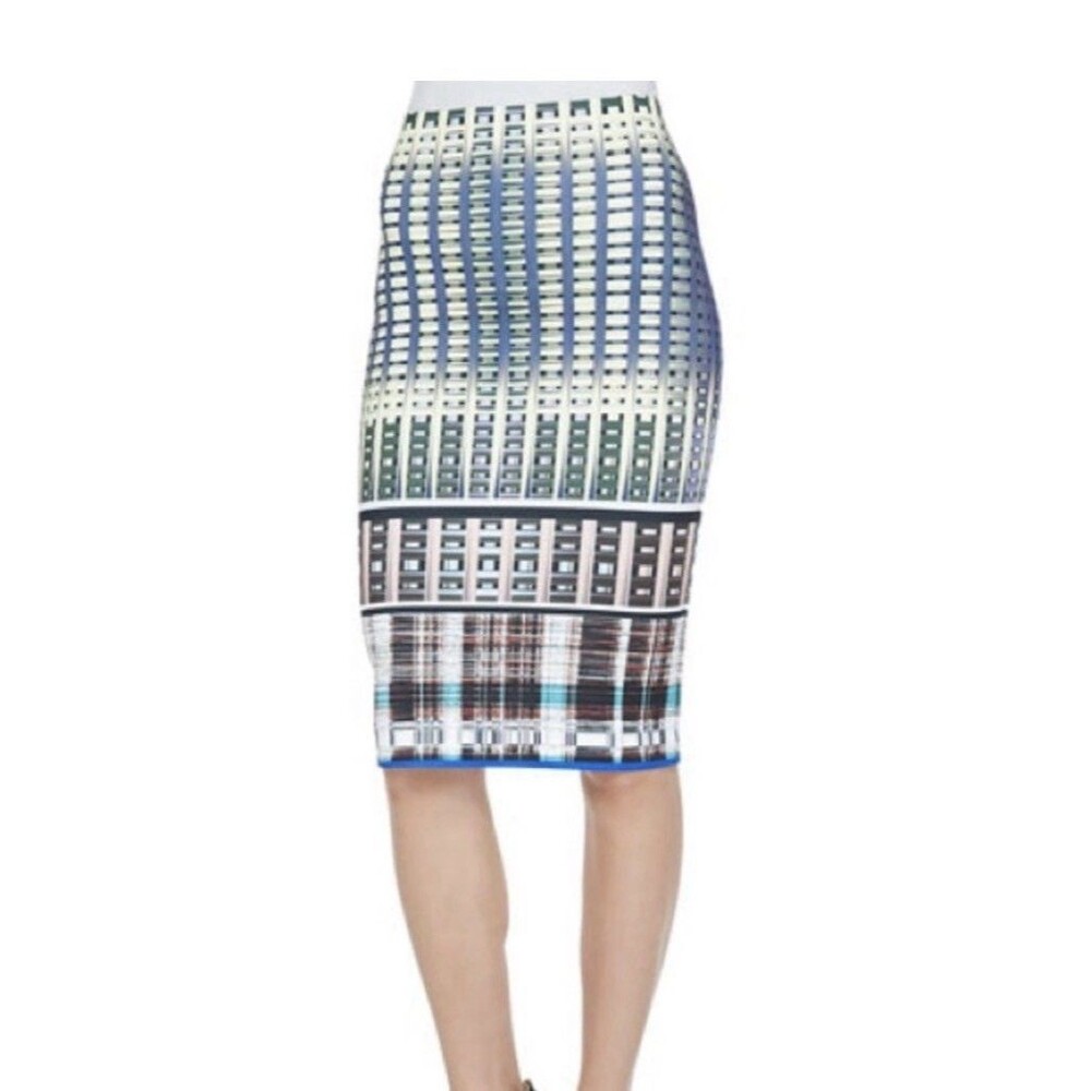 CLOVER CANYON Donegal Architectural Building Neoprene Pull On Pencil Skirt Small